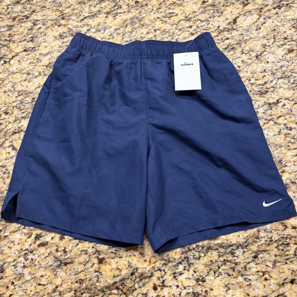 Nike Swim Mens Navy Blue Mesh Lined Board Shorts Swim Trunks Small ws